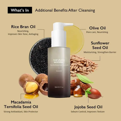 Haruharu Wonder Black Rice Moisture Deep Cleansing Oil - Gentle Makeup Remover (150ml)
